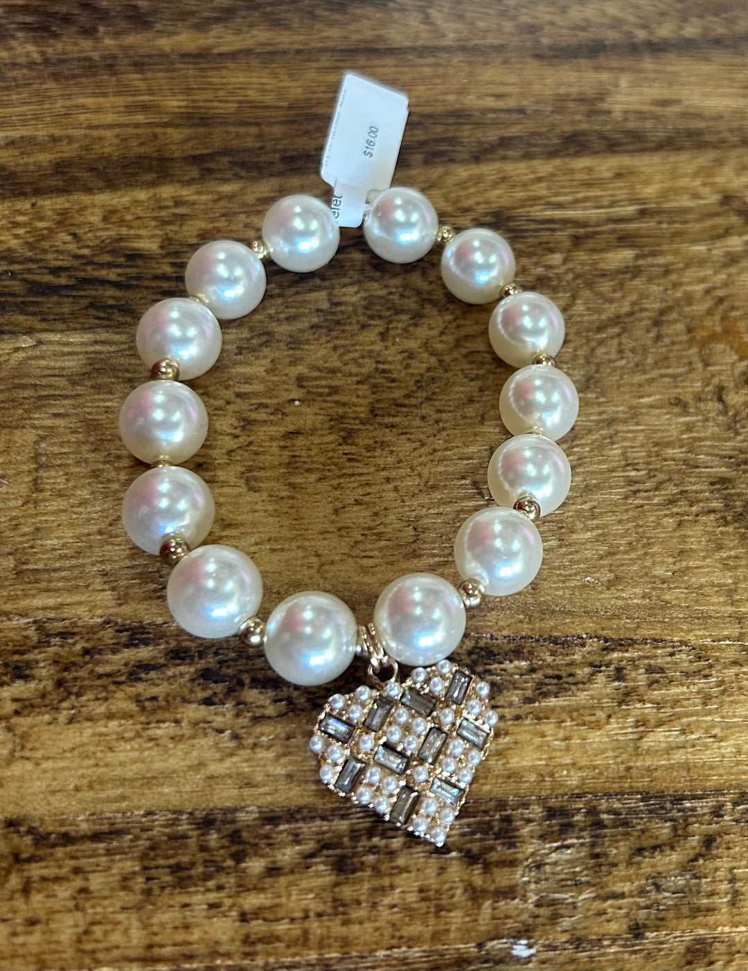 Ornate Pearl Heart Bracelet