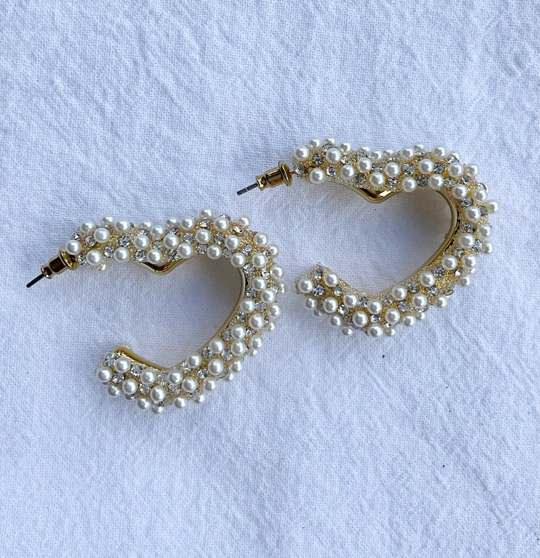 Pearl Heart Hoops