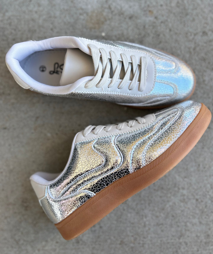 Metallic Silver Sneakers