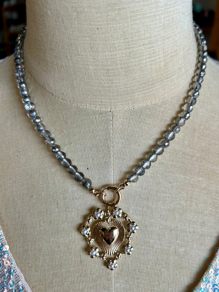 Bead Heart Pendant Necklace