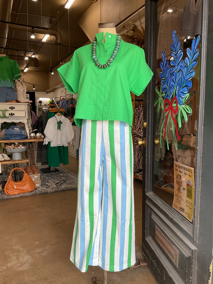 Blue & Green Stripe Pants