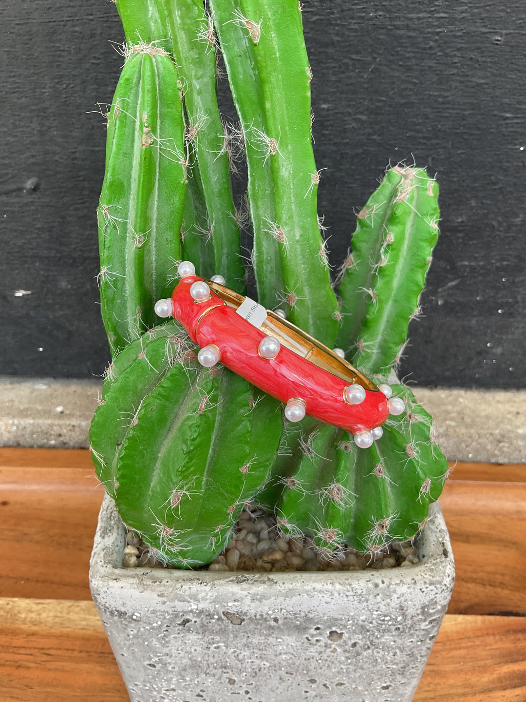 Coral Pearl Studded Bracelet