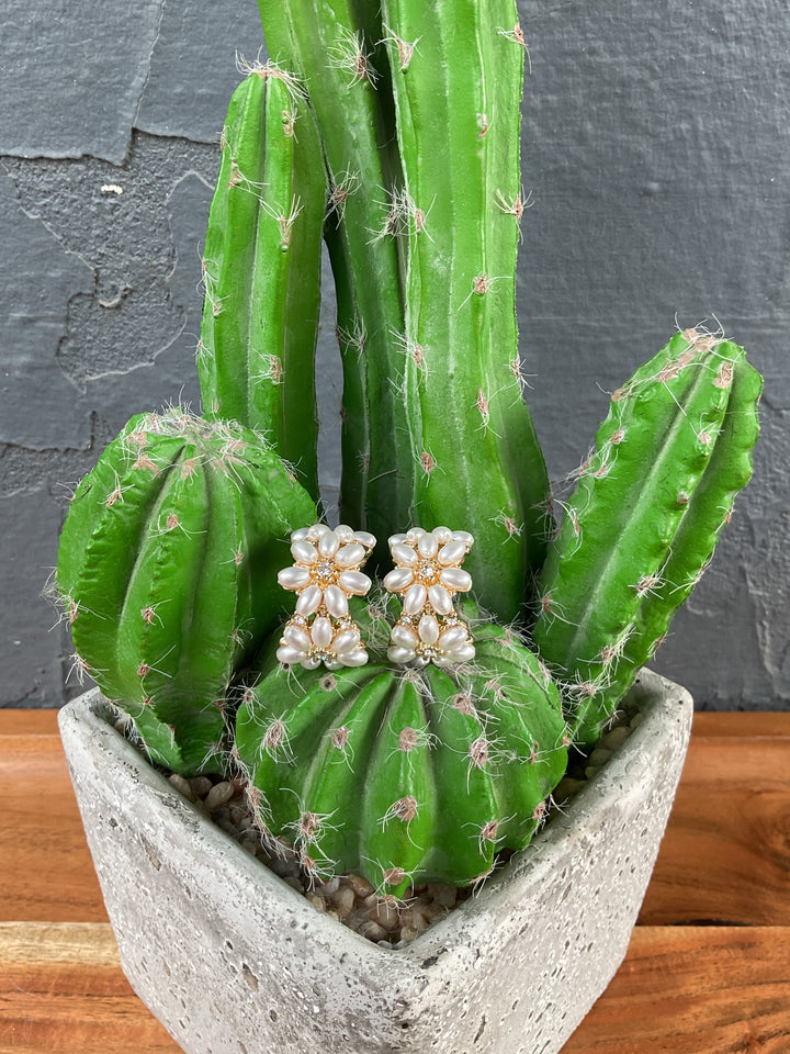 Pearl Flower Hoops