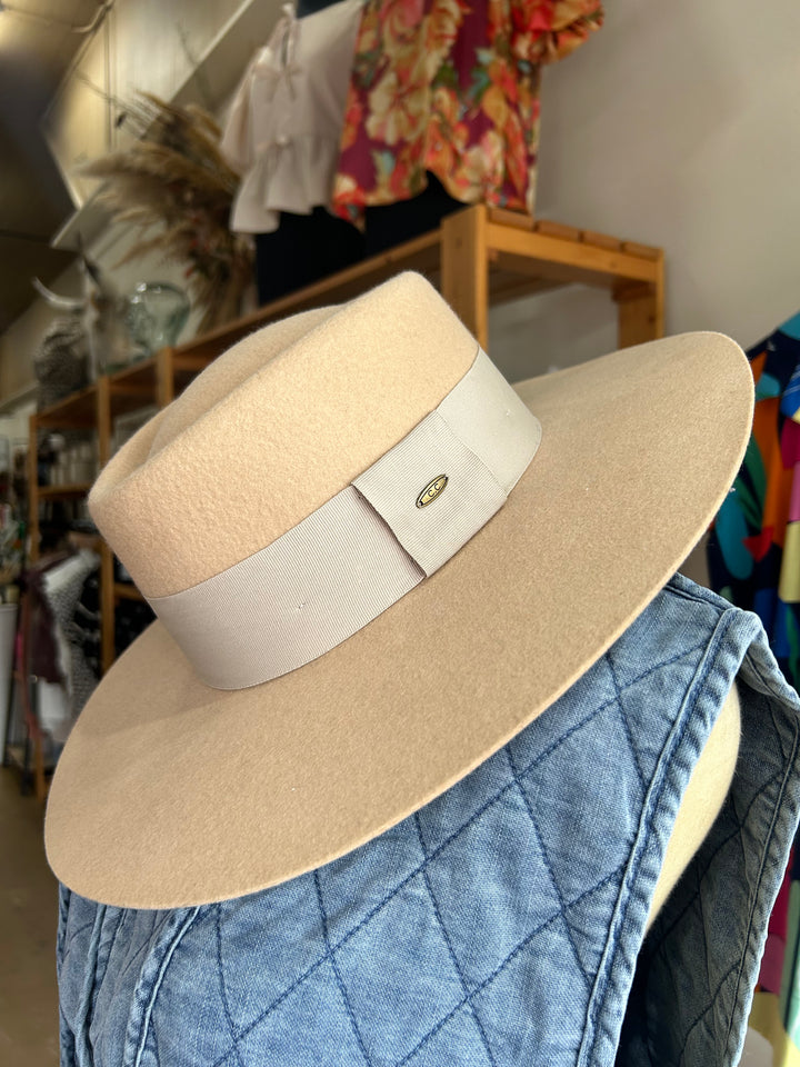 Wide Band Trim Wool Felt Panama Hat