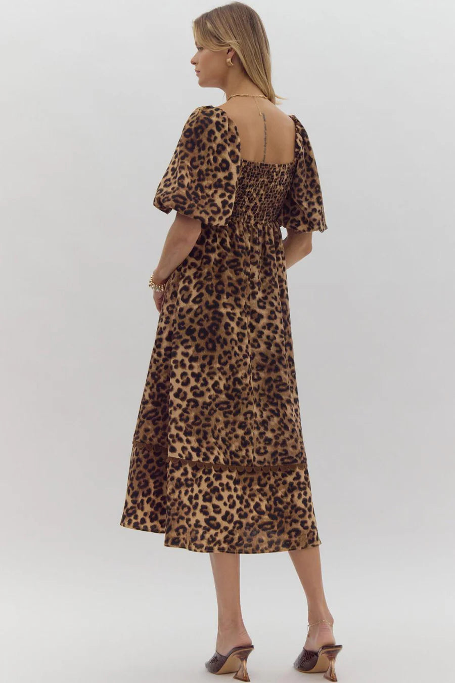 Cheetah Ric Rac Trim Dress