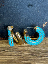 Turquoise Jeweled Split Hoop Earrings