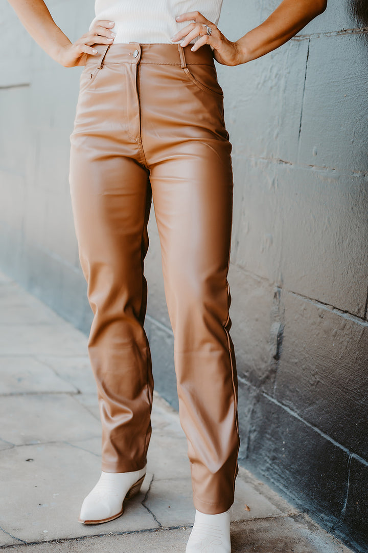 Chestnut Vegan Leather Pants