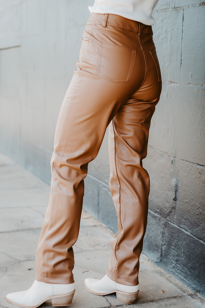 Chestnut Vegan Leather Pants