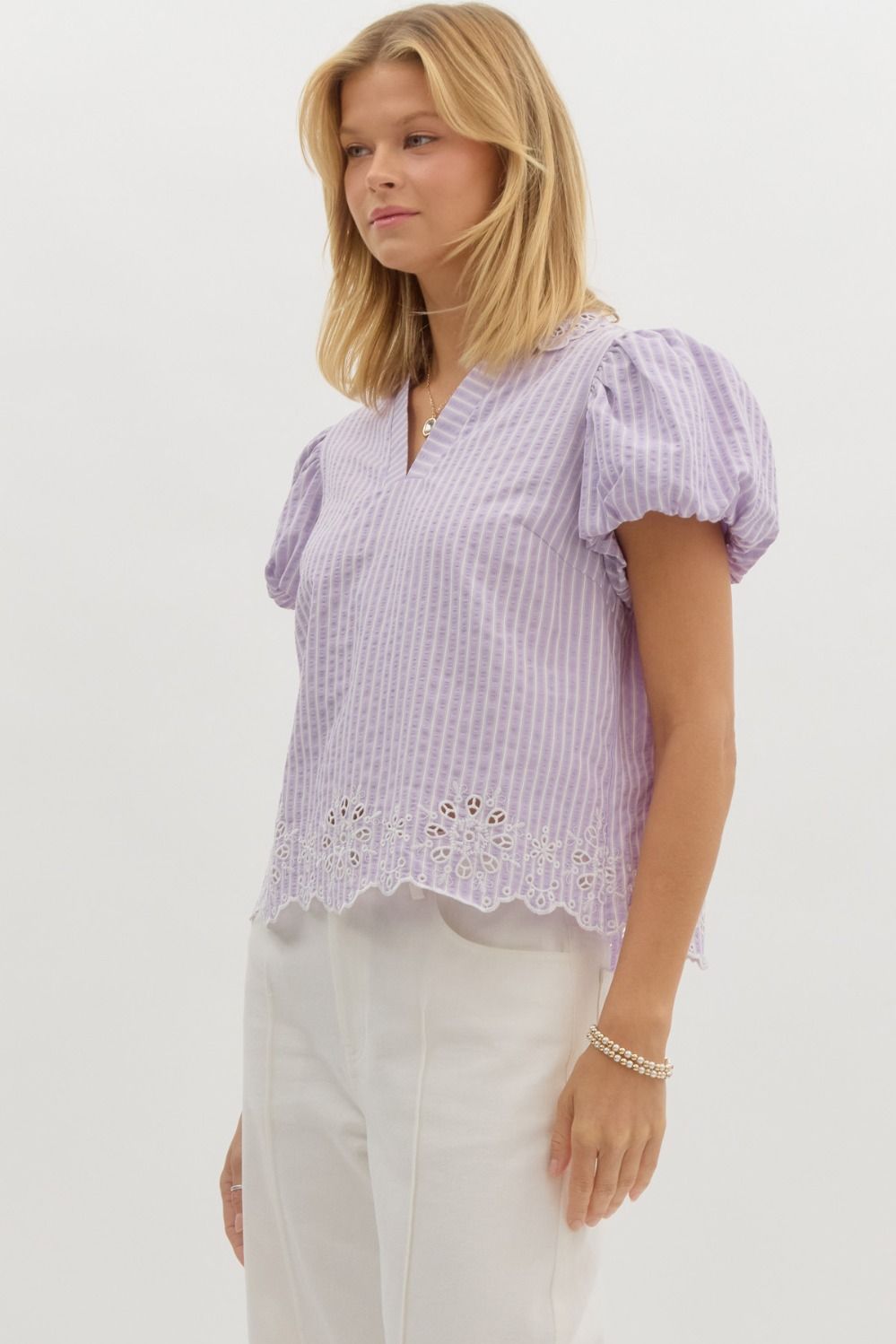 Lilac Pinstripe Top