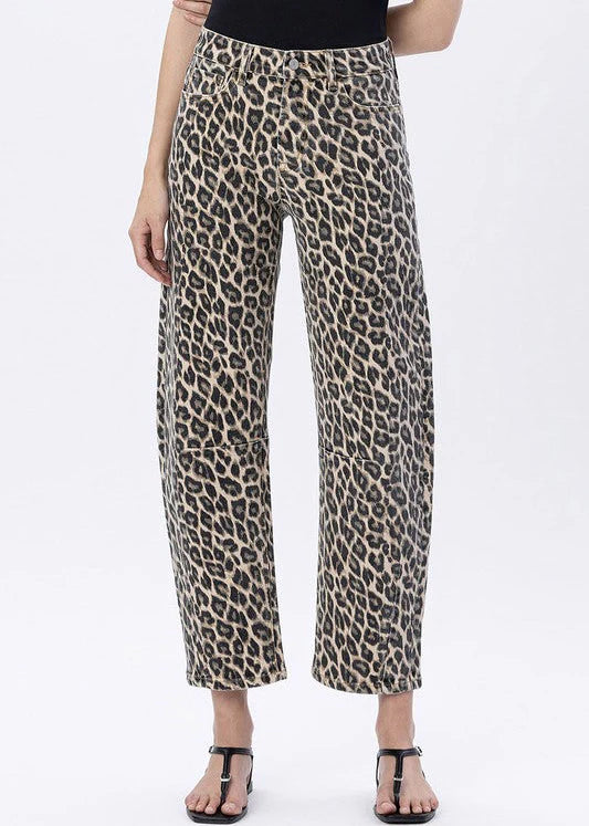 Kate High Rise Leopard Barrel Jeans