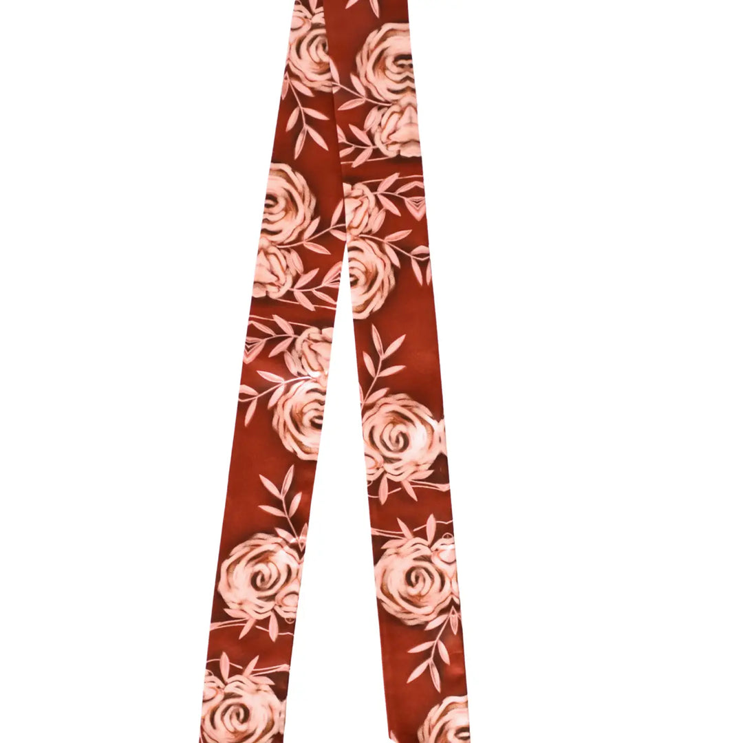 Rustic Wild Roses in Oxblood Western Twilly Scarf