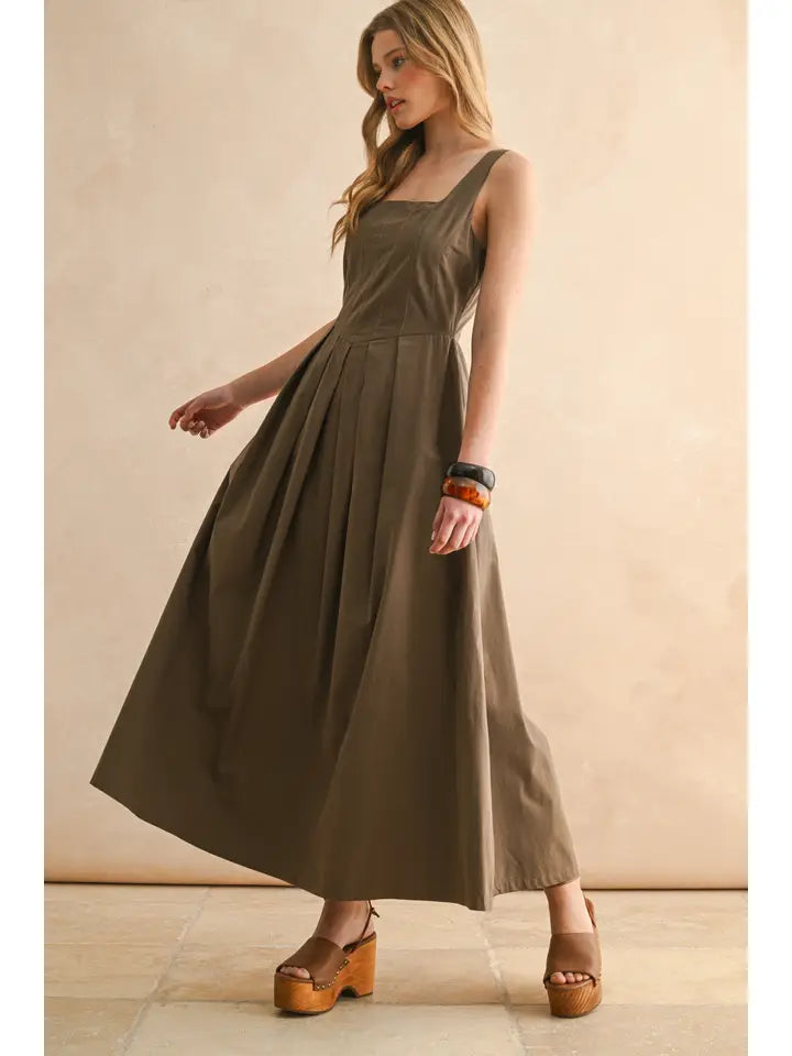 The Mocha Pleated Dress