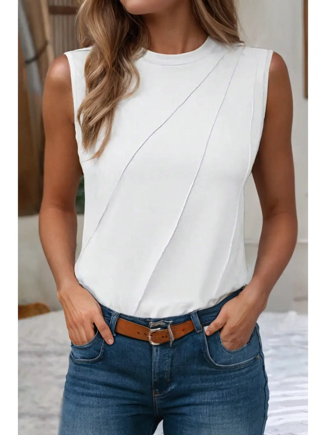 White Pleated Tank