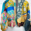 Vintage Kantha Floral Patchwork Bomber Jacket