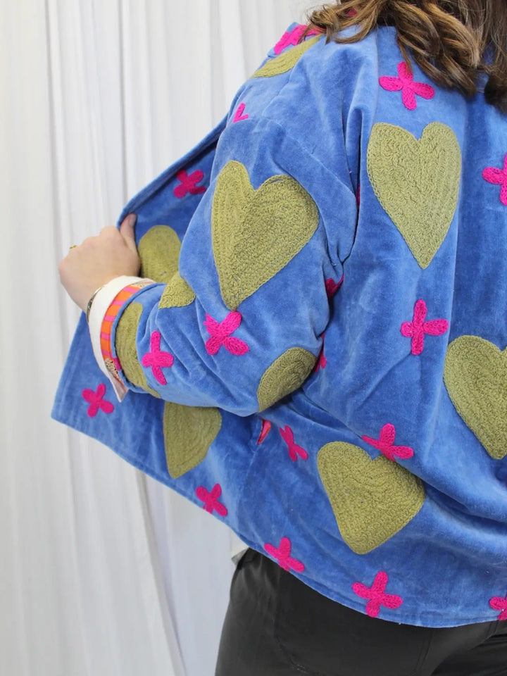 Blue Heart and Cross Cotton Jacket