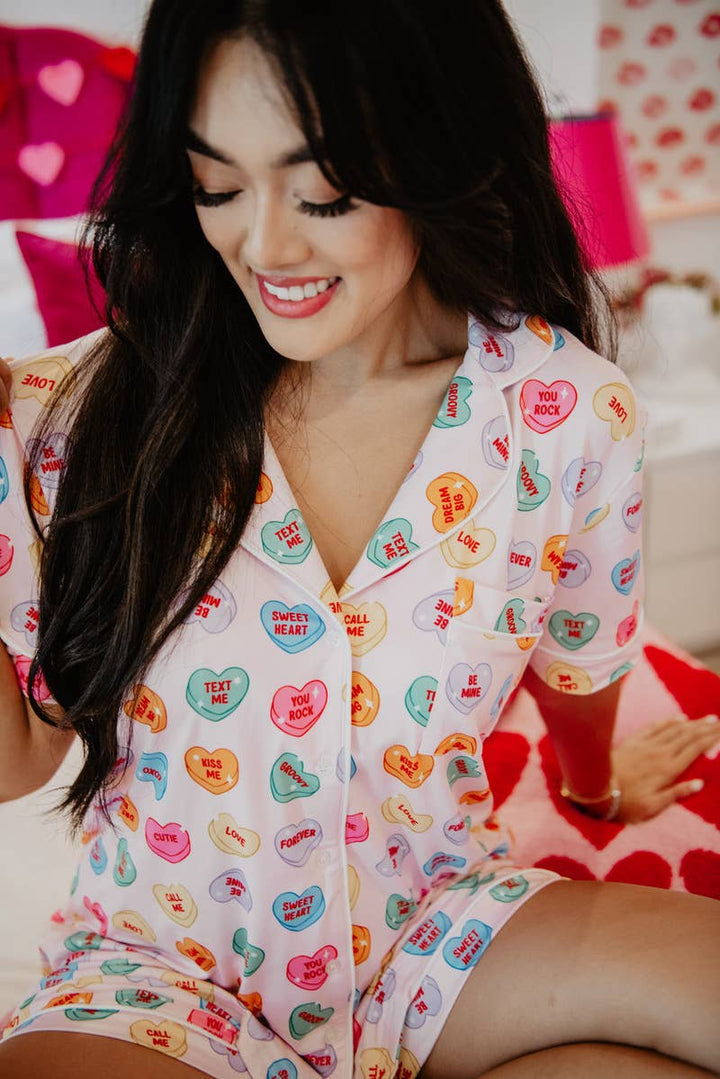 Multicolored Candy Hearts Valentine's Day PJ Sets