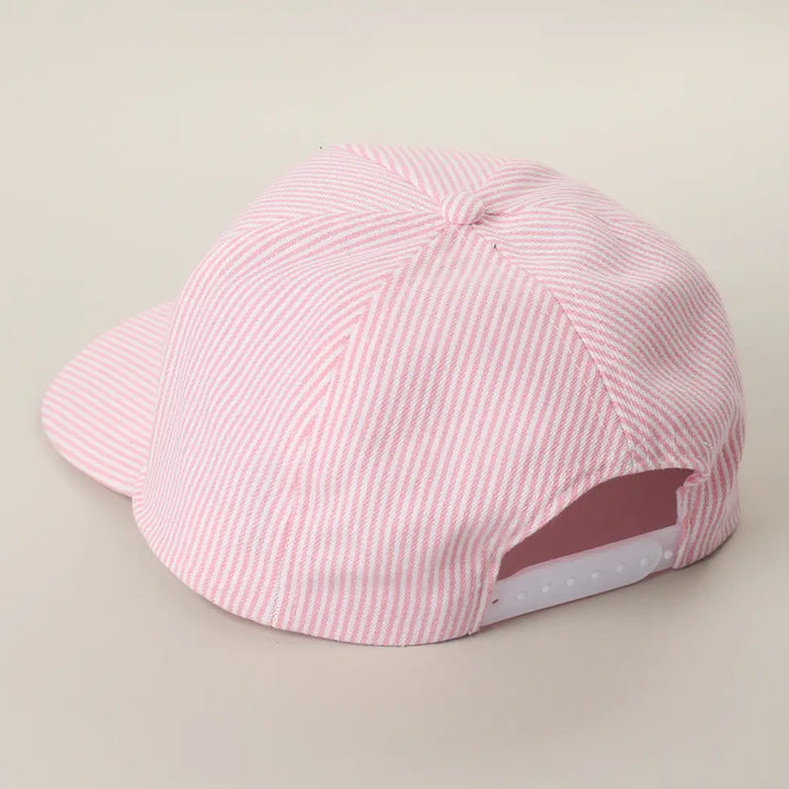 Surfing Bear Embroidered Seersucker Stripe Trucker Hat
