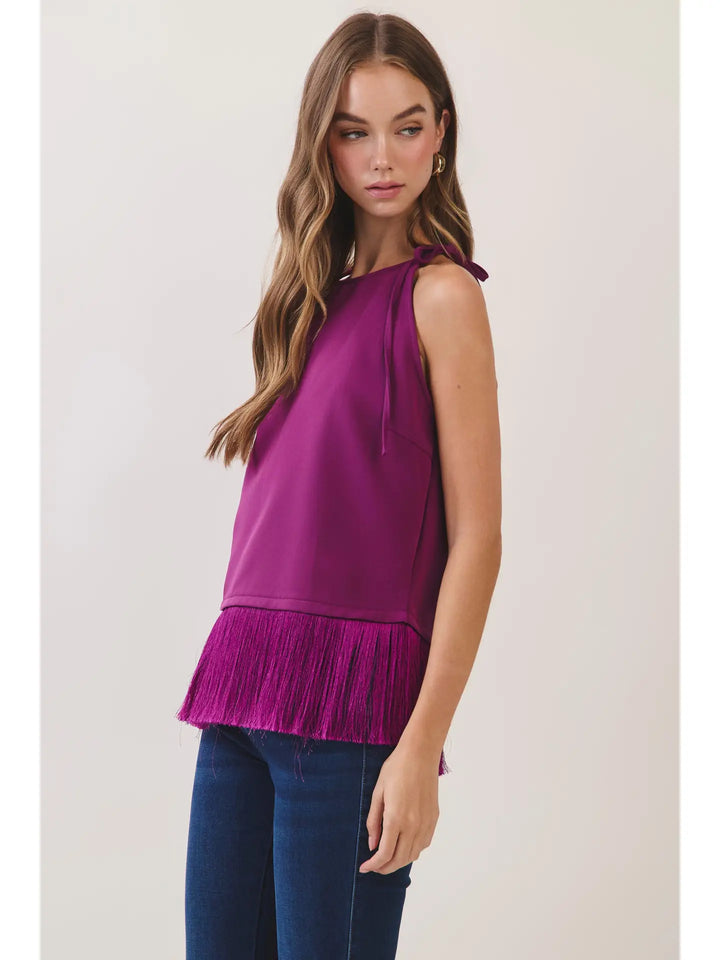 Plum Fringe Top
