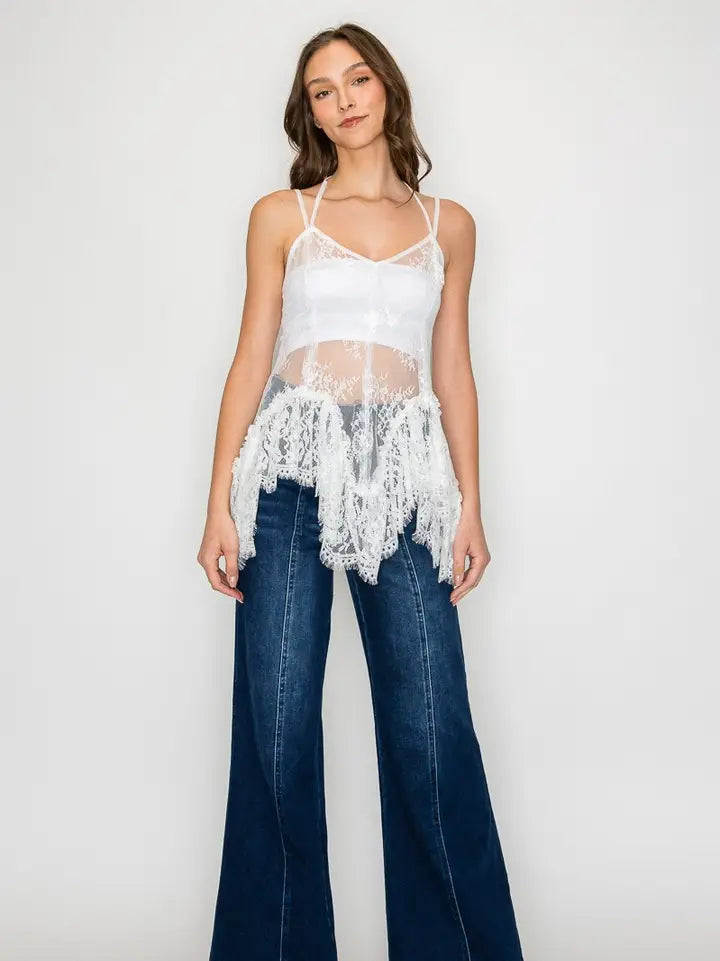 Ruffled Lace Cami Tunic