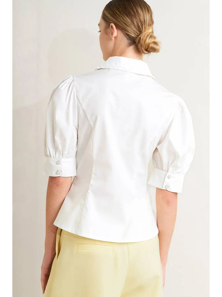 Ruffle Trimmed Collared Shirt