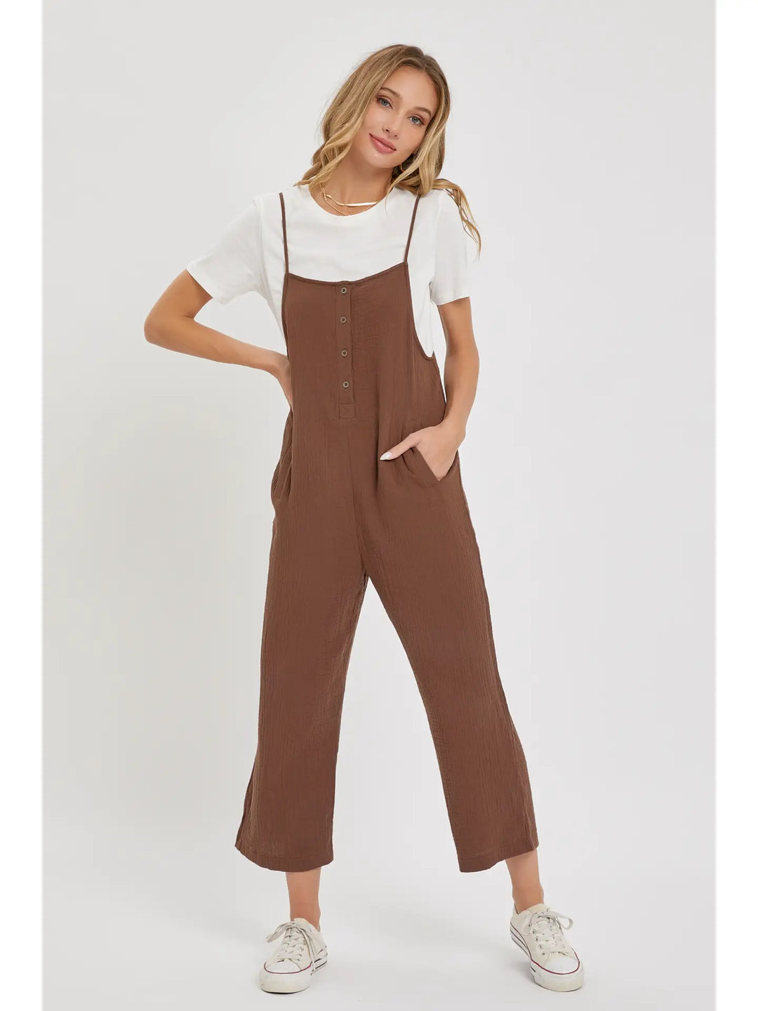 Cotton Gauze Sleeveless Jumpsuit