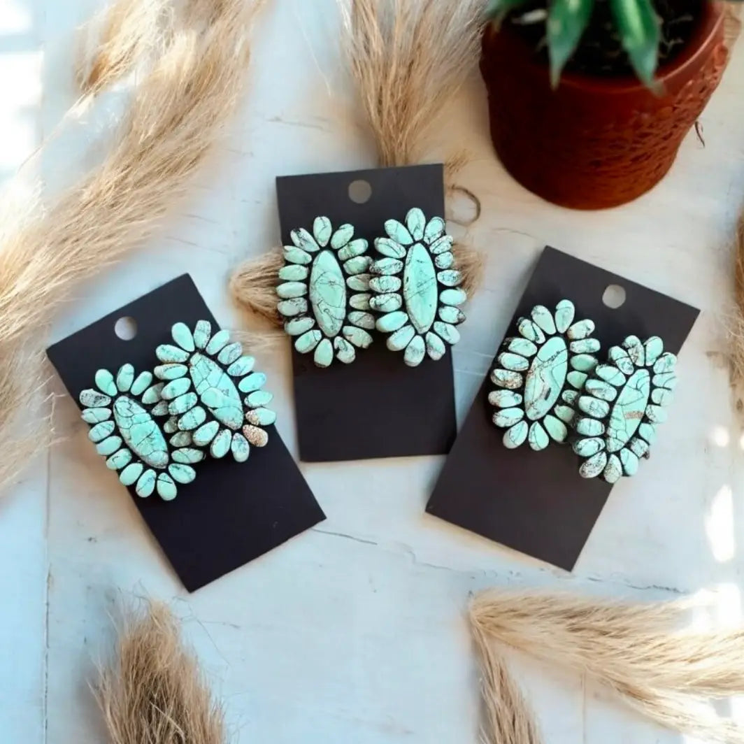 Mint Concho Large Stud Earrings
