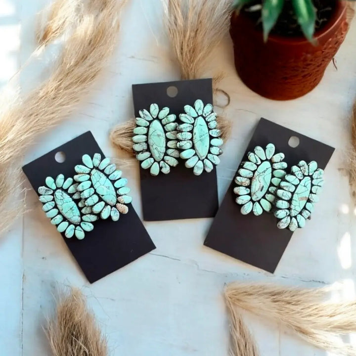 Mint Concho Large Stud Earrings