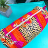 Orange and Pink Stripes Tiger Print Quilted Cosmetics Bag