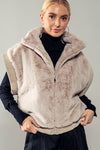 Faux Fur Texture Zip Up Vest