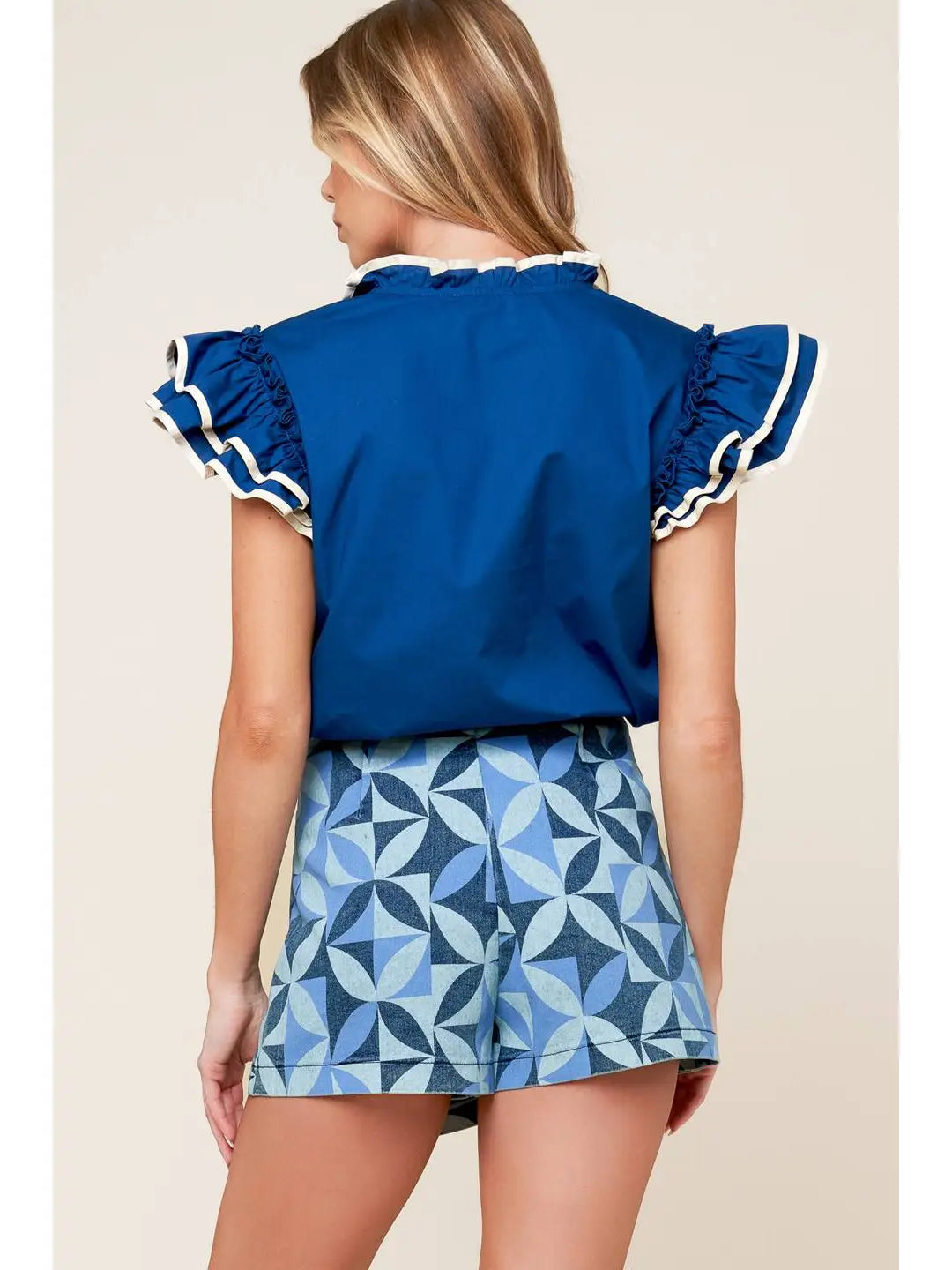 Printed Denim Skort