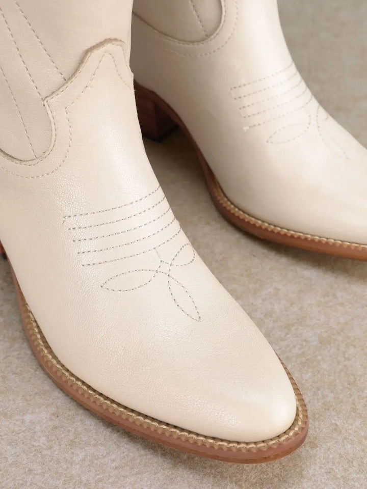 Mira Heart Cutout Design Western Mid-Calf Boots