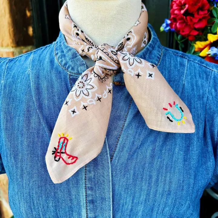 Lucky Boots Embroidered Bandana