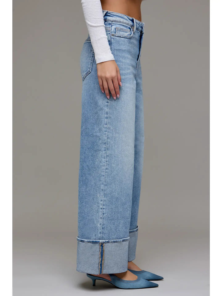 Nori Medium Light High Rise Cuffed Super Wide Leg