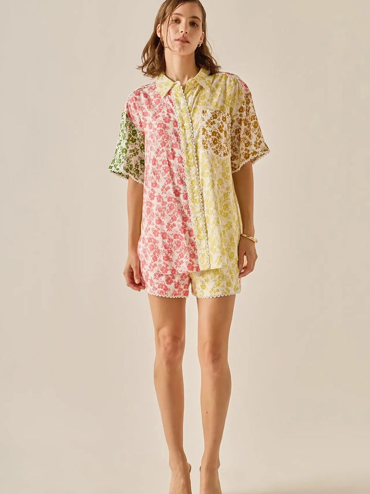 Maisie Colorblock Button-Up Shirt