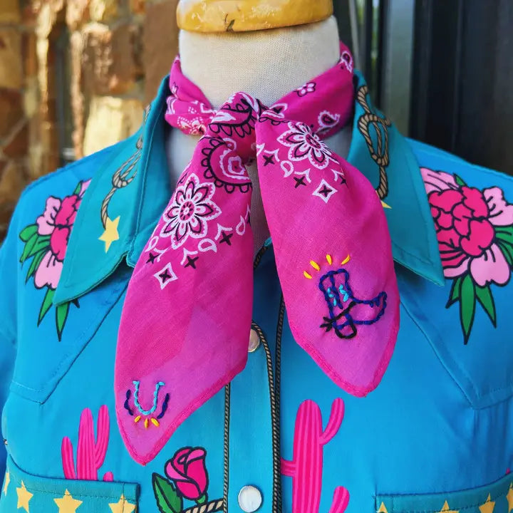 Giddy Up Embroidered Bandana