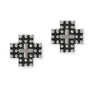 Western ball textured cross metal post earring