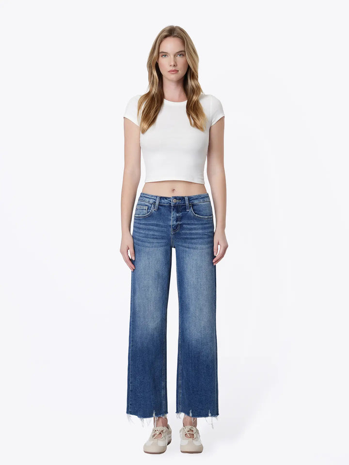 Lana Mid Rise Raw Hem Jeans
