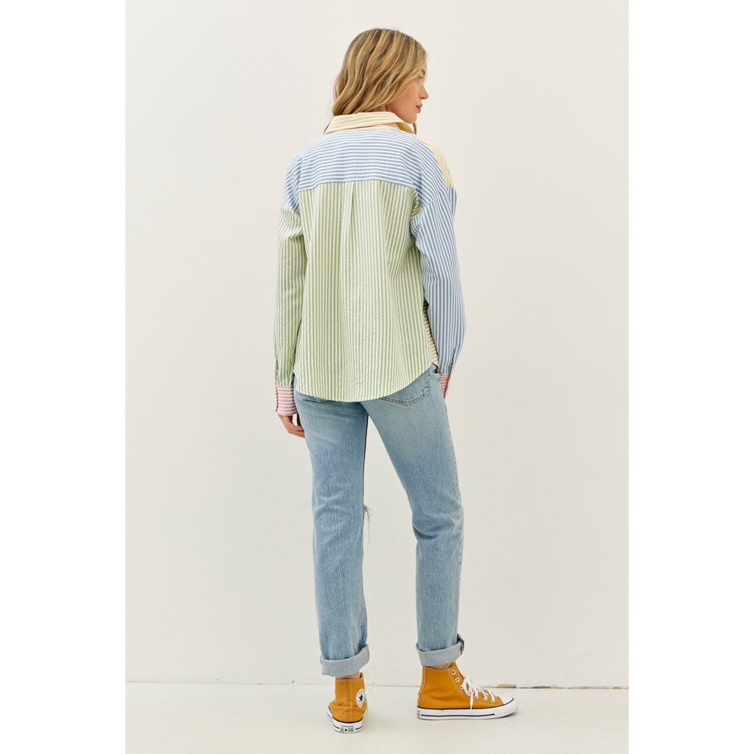 Spring Dream Multi Color Stripe Button-Down Shirt
