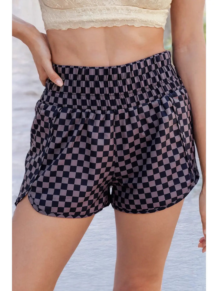 Plaid High Waisted Athletic Shorts