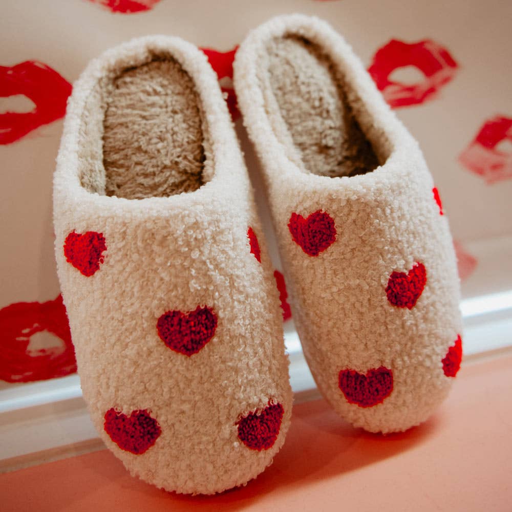 Hearts ALL OVER Valentine's Day Patterned Slippers