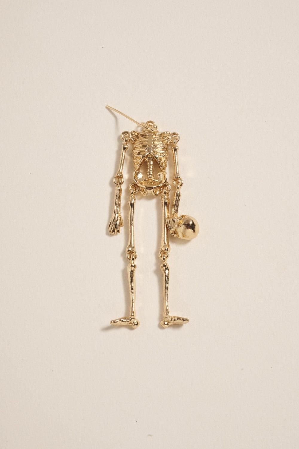 Skeleton Holding Skull Hook Dangle Earrings