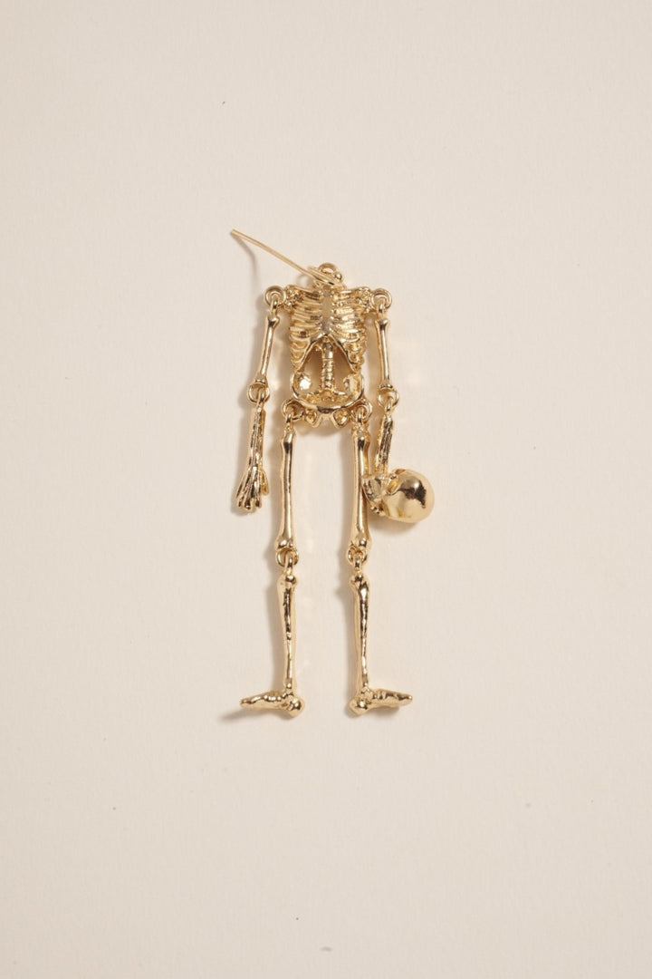 Skeleton Holding Skull Hook Dangle Earrings
