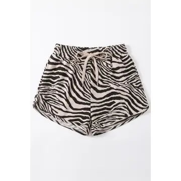 Zebra Print Drawstring Shorts