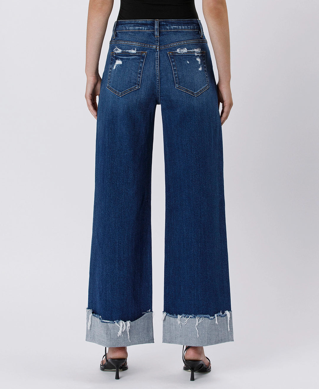 High Rise Cuffed Baggy Wide Jeans