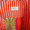 Tiger Print Oversized Quilted Tote Bag with Orange and Pink Stripes