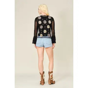 Beaded Mesh Layered Top