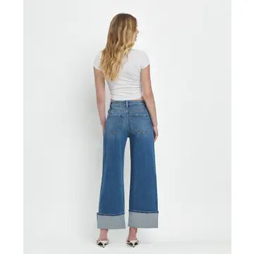 Super High Rise Cuffed Baggy Wide Jeans