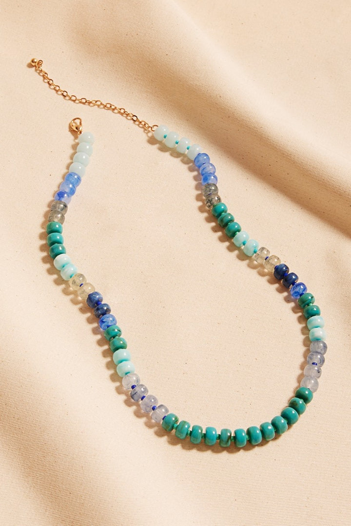 FLAT ROUND RESIN BEADS OMBRE MIXED NECKLACE