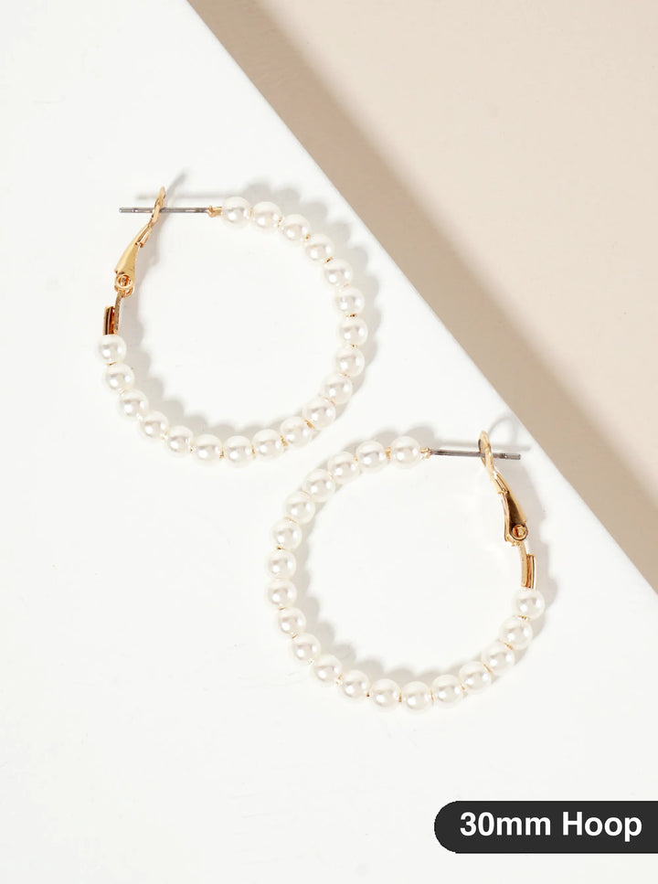 4mm Pearl Latch-back Hoop Earrings