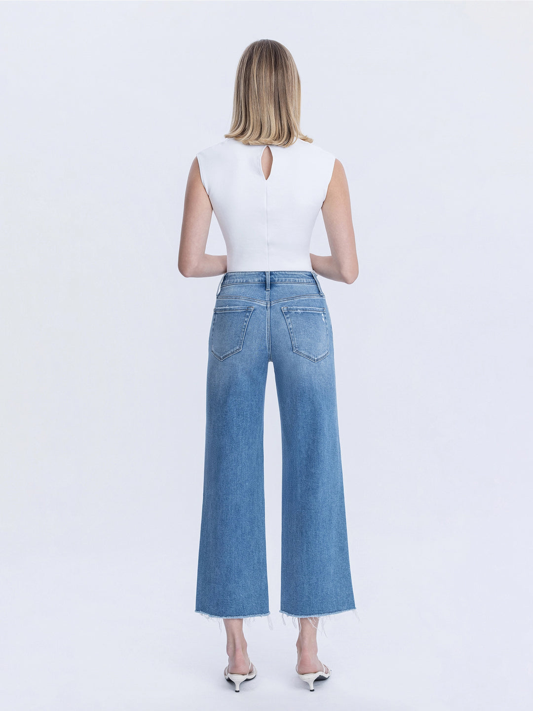 Cypress Raw Hem Crop Wide Leg Jeans